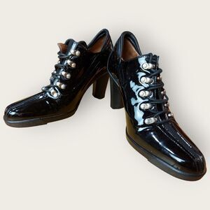 Donald J. Pilner Black Patent Leather Duke Booties Size 7.5